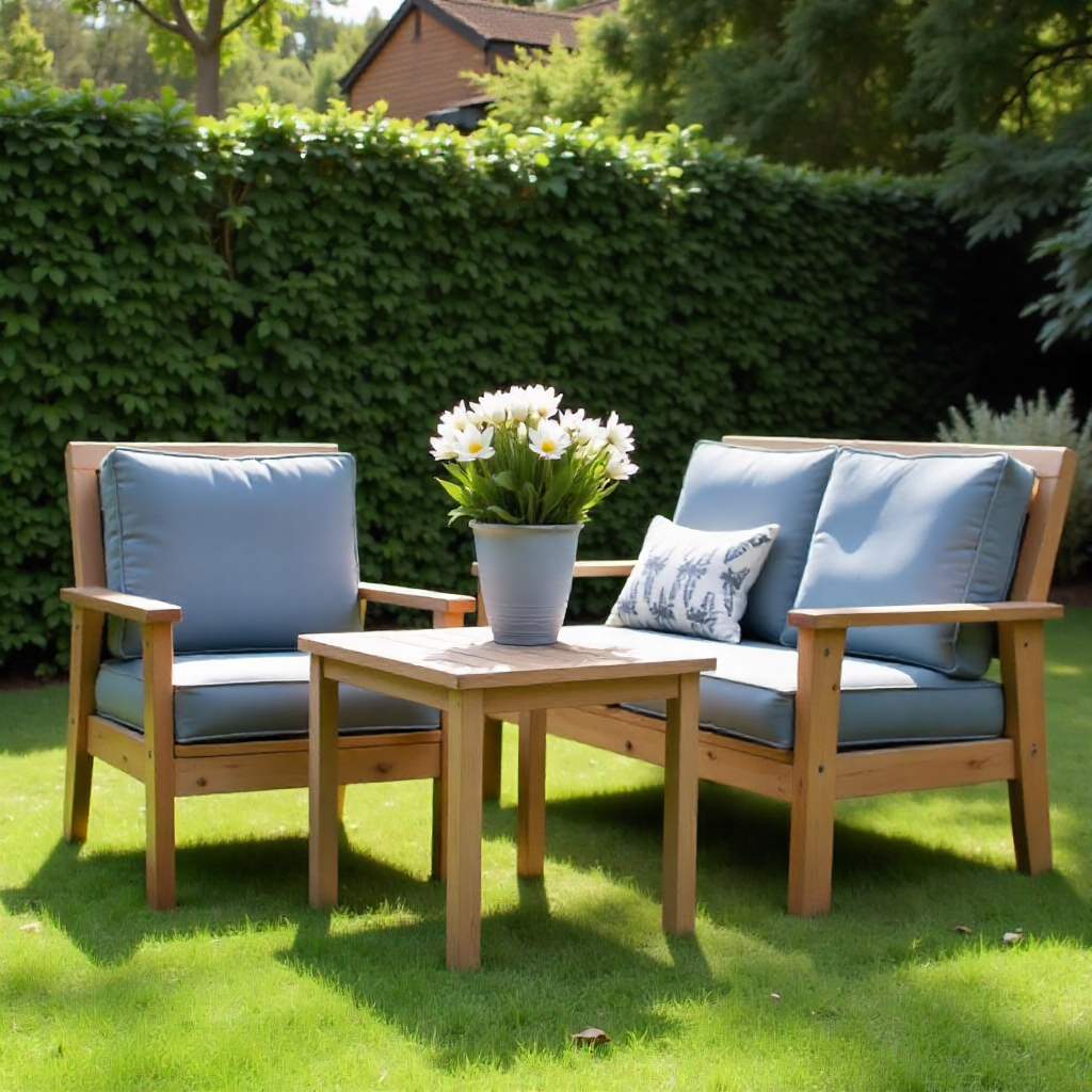 Professional furniture restoration process showing detailed work on garden furniture